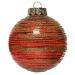 Red Tinted Transparent Shatterproof Bauble With Glitter Stripes - 80mm