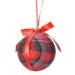 Fabric Tartan Bauble With Red Ribbon & Bow - 80mm