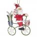 Cute Metal Santa With Candy Cane Character On Bike Hanging Decoration - 8cm