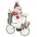 Cute Metal Snowman With Red Hat Character On Bike Hanging Decoration - 8cm