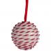 White & Red Candy Striped Hanging Decoration - 80mm Bauble