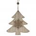 Wooden Tree Hanging Decoration With Beads And Glitter - 14cm