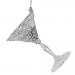 Acrylic Cocktail Glass Hanging Decoration With Silver Glitter Finish - 10cm