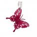 Cerise Pink Acrylic Butterfly Hanging Decoration With Silver Ribbon Hanger - 9cm X 11cm
