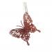 Pink Acrylic Butterfly Hanging Decoration With Silver Ribbon Hanger - 9cm X 11cm