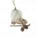 Wooden Hanging Decoration With Jute Hanger - Skate With White Fur Trim