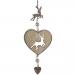 Metal & Wooden Heart Hanging Decoration With Reindeer Design - 20cm