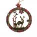 Tartan And Wood Reindeer With Foal Hanging Decoration - 9cm