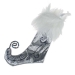 Silver & White Fabric & Glitter Stocking - 12cm x 20cm