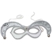 Silver & White Opulent Velvet Jingle Bell Mask - 18cm