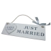 White Wooden Just Married Hanging Plaque