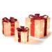 Trio Of Gold & Red Indoor Lit Parcels With 40 White LED's