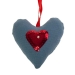 Blue Padded Hanging Heart Decoration - 10cm