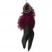 Dark Red Natural Feather Hanging Decoration With Jewel - 7cm X 25cm