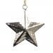 Hammered Finish Silver Metal Star Hanging Decoration - 10cm