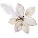 Ivory & Platinum Amarylis With Feather Detail on a Clip - 20cm