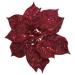 Decorative Burgundy Fabric Poinsettia With Glitter On Clip - 16cm X 16cm X 7cm